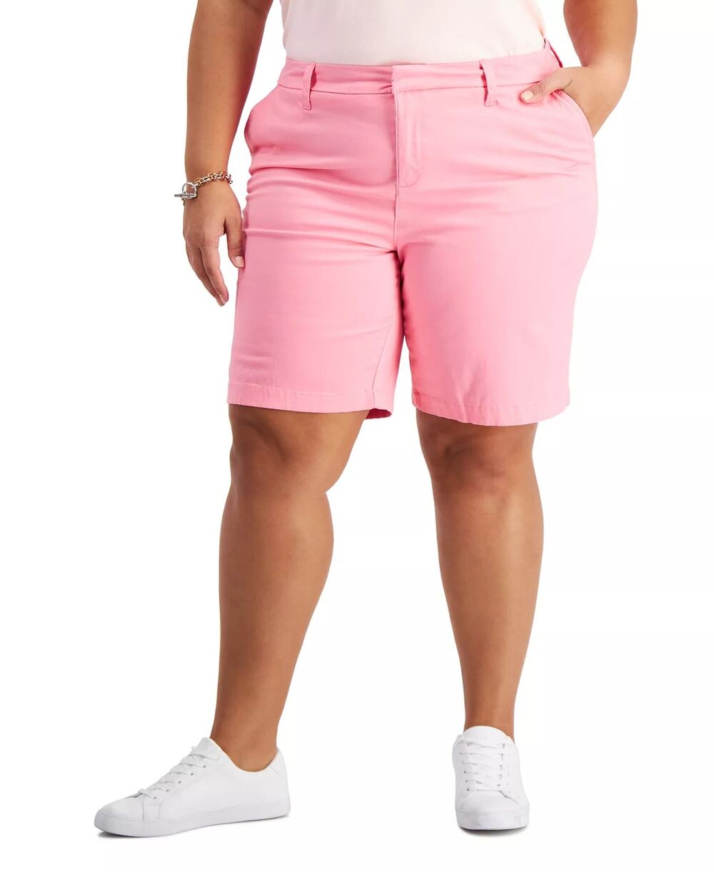 Tommy Hilfiger Plus Size Hollywood Bermuda Shorts in Pink
